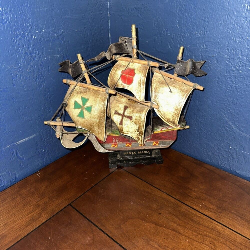 Vintage Santa Maria Wood Ship